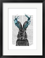 Jackalope with Turquoise Antlers Framed Print