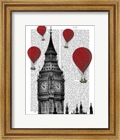 Framed Big Ben and Red Hot Air Balloons