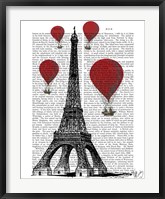 Framed Eiffel Tower and Red Hot Air Balloons