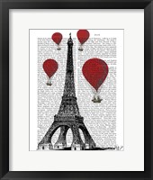 Framed Eiffel Tower and Red Hot Air Balloons