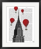 Framed Chrysler Building and Red Hot Air Balloons
