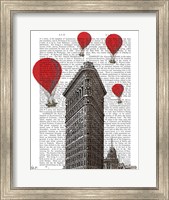 Framed Flat Iron Building and Red Hot Air Balloons