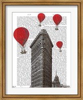 Framed Flat Iron Building and Red Hot Air Balloons