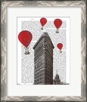 Framed Flat Iron Building and Red Hot Air Balloons