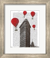 Framed Flat Iron Building and Red Hot Air Balloons