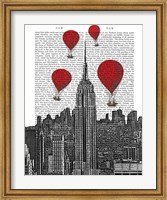 Framed Empire State Building and Red Hot Air Balloons