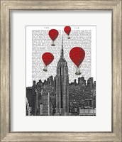 Framed Empire State Building and Red Hot Air Balloons