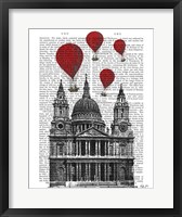 Framed St Pauls Cathedral and Red Hot Air Balloons