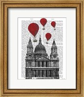 Framed St Pauls Cathedral and Red Hot Air Balloons