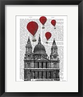 Framed St Pauls Cathedral and Red Hot Air Balloons