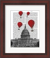 Framed US Capitol Building and Red Hot Air Balloons