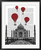 Framed Taj Mahal and Red Hot Air Balloons