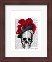Framed Skull with Red Hat