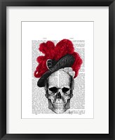 Skull with Red Hat Framed Print