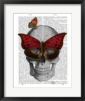 Framed Pink Butterfly Mask Skull