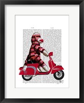 Sock Monkey on Moped Framed Print