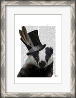 Framed Steampunk Badger in Top Hat