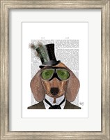 Framed Dachshund Green Goggles Top Hat