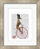 Framed Greyhound on Red Penny Farthing Bike