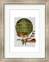 Framed Hot Air Balloon Green