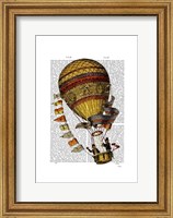 Framed Hot Air Balloon Gold with Flags