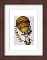 Framed Hot Air Balloon Gold with Flags