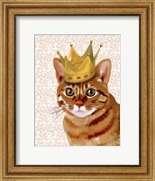 Framed Ginger Cat with Crown Portrait