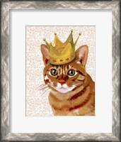 Framed Ginger Cat with Crown Portrait