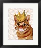 Ginger Cat with Crown Portrait Framed Print