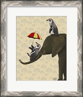Framed Elephant and Penguins