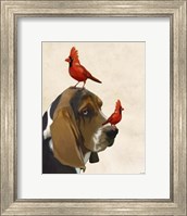 Framed Basset Hound and Birds II