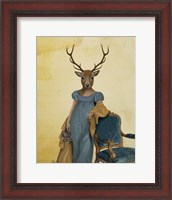 Framed Deer In Blue Dress