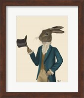 Framed Hare In Turquoise Coat