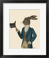 Framed Hare In Turquoise Coat