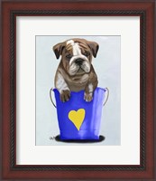 Framed Bulldog Bucket Of Love Blue