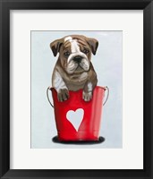 Framed Bulldog Bucket Of Love Red