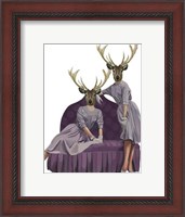 Framed Deer Twins in Purple Dresses