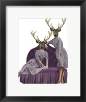 Deer Twins in Purple Dresses Framed Print