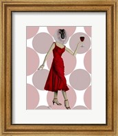 Framed Monkey in Red Dress with wine