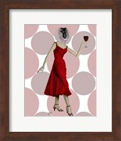 Framed Monkey in Red Dress with wine