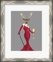 Framed Glamour Deer in Red