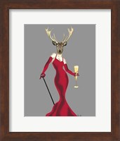 Framed Glamour Deer in Red
