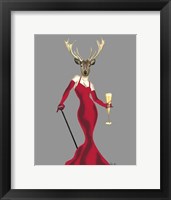 Framed Glamour Deer in Red