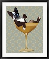 Framed Boston Terrier in Cocktail Glass