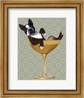 Framed Boston Terrier in Cocktail Glass