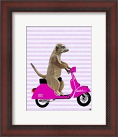 Framed Meerkat on Pink Moped