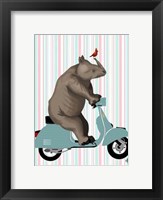 Rhino on Moped Framed Print