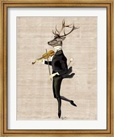 Framed Dancing Deer with Violin