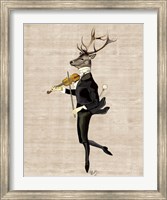 Framed Dancing Deer with Violin