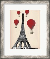 Framed Eiffel Tower and Red Hot Air Balloons